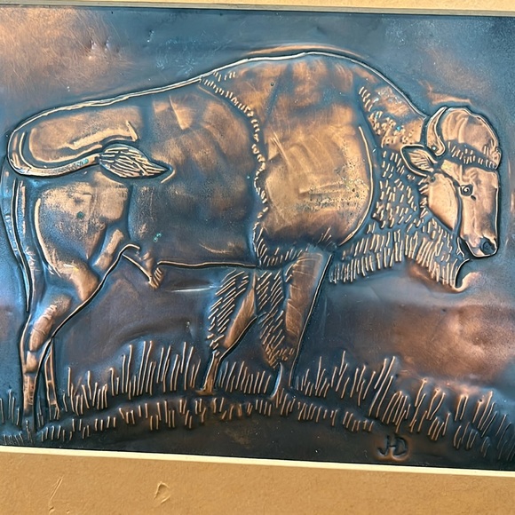 Buffalo Stands Alone Copper Art by JD - Picture 2 of 4